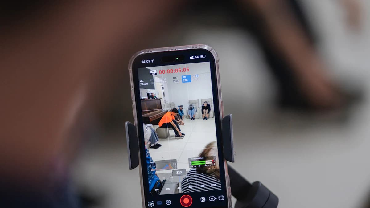 Móvil en un estabilizador grabando un vídeo en directo